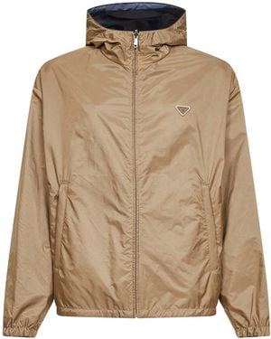 Prada Hooded Reversible Re-Nylon Jacket - Natural