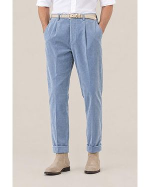 Brunello Cucinelli Cloud Cotton Wool Blend Pleated Pants - Blue