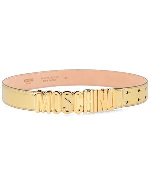 Moschino Logo Buckle Belt - Natural