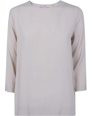 Rossopuro 3/4 Sleeve Silk Blouse - Gray