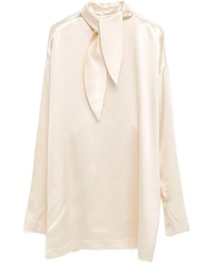 Phoebe Philo Liquid Knot Collar Top - White