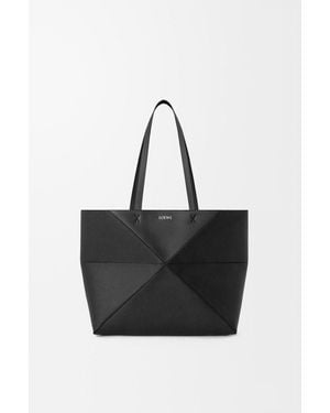 Loewe Medium Puzzle Fold Tote Bag - Black