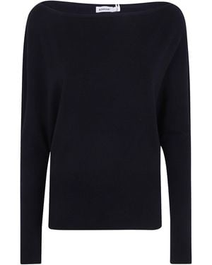 Jonathan Simkhai "Lavina" Draped Off Shoulder Sweater - Blue