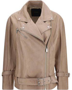 Pinko Leather Biker Jacket - Brown