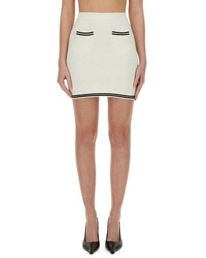 Self-Portrait Jacquard Skirt With Bow - White