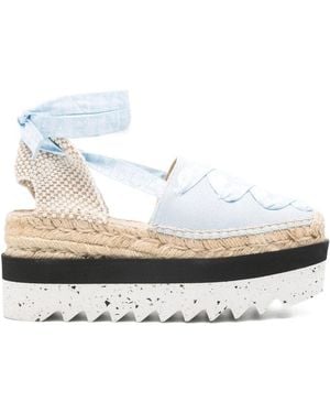 Stella McCartney Light Ribbon Fastening Platform Shoes - White