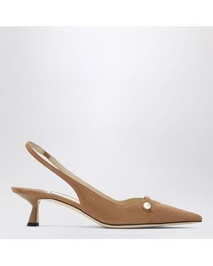 Jimmy Choo 45Mm Amita Pearl-Embellished Slingback Pumps - Brown
