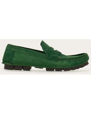 Ferragamo Suede Leather Loafers - Green