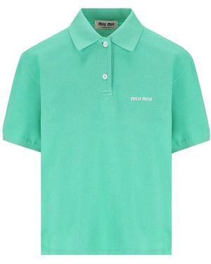 Miu Miu Cotton Piqué Polo Shirt - Green