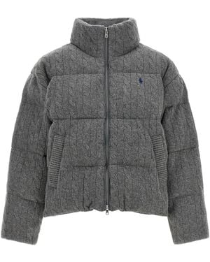 Polo Ralph Lauren Knitted Braided Down Jacket - Gray