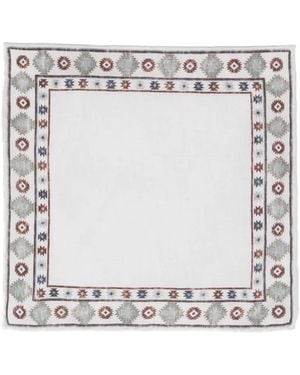 Brunello Cucinelli Pocketsquare With Geometric Border - White