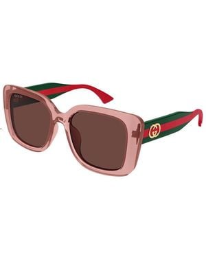 Gucci Eyeglasses Square Full Rim, Transparent/ Frame And Lens Gg2118Sa003 - Red