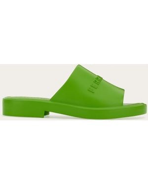 Ferragamo Giuneva Slides, Light Rubber - Green