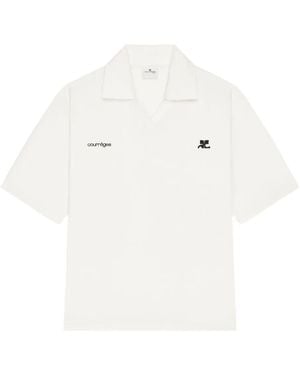 Courreges V-Neck Oversized Sports Polo - White