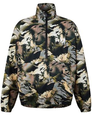 Heron Preston Nylon Camo Logo Tape Windbreaker Jacket - Green