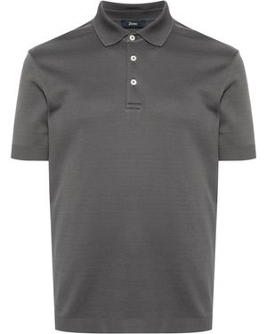 Herno Cotton Polyester Short Polo - Gray
