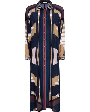 VOLANTIS "Riad" Shirt Neck Dress - Blue