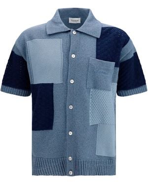 Laneus Short-Sleeve Cardigan Denim - Blue