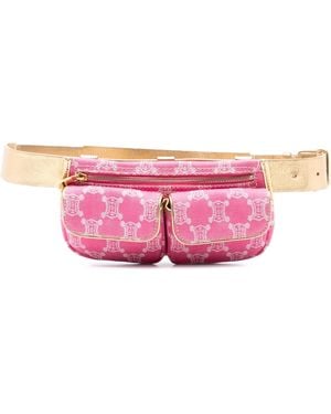 Celine Macadam Denim Double Pocket Belt Bag - Pink