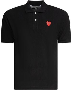 COMME DES GARÇONS PLAY Emblem" Button-Down Polo Shirt - Black