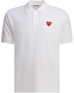 COMME DES GARÇONS PLAY Emblem" Button-Down Polo Shirt - White