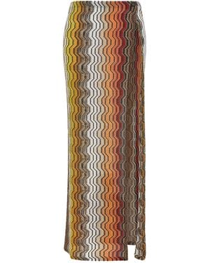Missoni Greek Zig Pattern Raschel Skirt - Natural