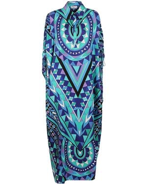 PUCCI Silk Kaftan With Draped Sleeves - Blue
