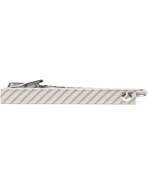 Ferragamo Guilloche Logo Engraved Tie Pin - White
