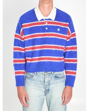 Celine Striped Polo-Style Knit - Blue