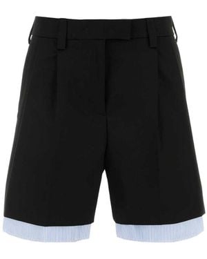 Miu Miu Shorts, Low-Cut And Stripes - Black