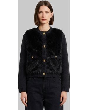 Moncler Padded Wool And Alpaca Blend Cardigan - Black