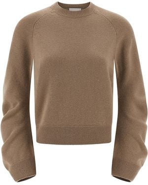 Nude Curved Sleeve Sweater - Brown