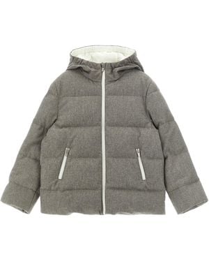 Brunello Cucinelli Wool Flannel Down Jacket - Gray