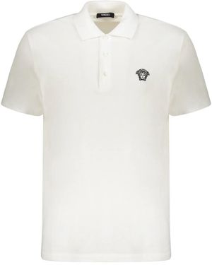Versace Embroidered Cotton Polo Shirt - White