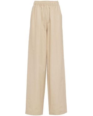 Prada Cotton Poplin Wide-Leg Pants - Natural