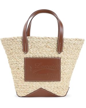 Lanvin Ecru Straw Catch Basket Handbag By - Multicolor