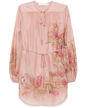 Zimmermann Cascadian Printed Silk Top - Pink