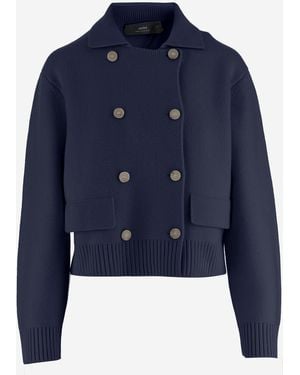 arch4 Double-Breasted Cashmere Knit Jacket - Blue