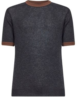 Prada Anthracite Cashmere Knit Crewneck Sweater - Black