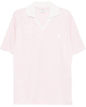 Courreges V-Neck Oversized Sports Polo - Pink