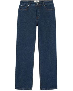 Ami Paris Wide Leg Denim Jeans - Blue