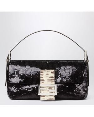 Fendi Baguette 26424 Sequinned Bag - Black