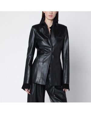 Francesco Murano Singlebreasted Leather Blazer - Black