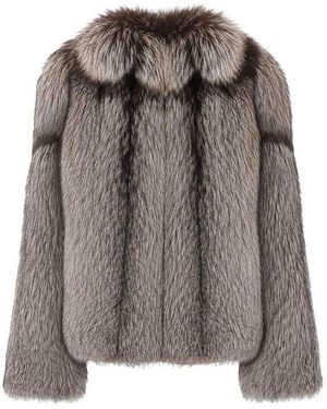 Yves Salomon Four Renard Real Fur Jacket - Brown
