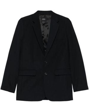 A.P.C. Single-Breasted Wool Blend Blazer - Black