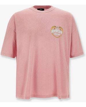 Represent Cotton T-Shirt With Distressed Effect - Pink
