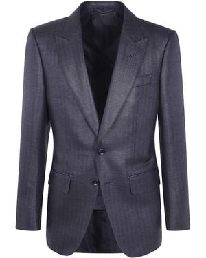 Tom Ford Glamorous Herringbone O'Connor Sb Jacket Fl - Blue