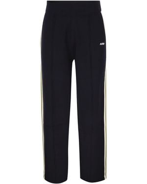 Autry Viscose Track Pants With Side Stripes - Blue