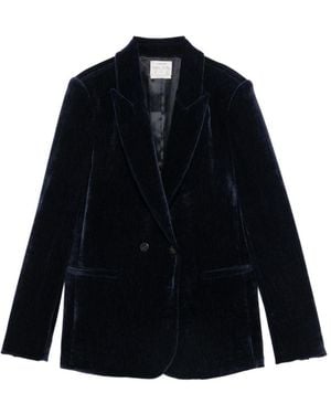 forte_forte Velvet Double-Breasted Jacket - Blue