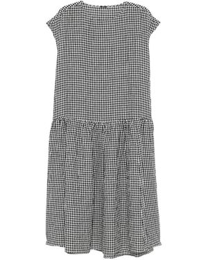 Apuntob Checked Cotton Midi Dress - Gray
